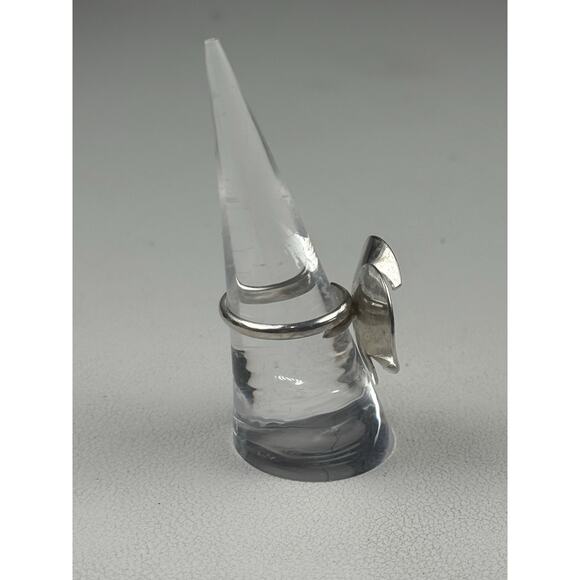 Abstract Flower Modernist Sterling Silver Ring Adjustable Size 8, 9, 10 - Picture 8 of 11